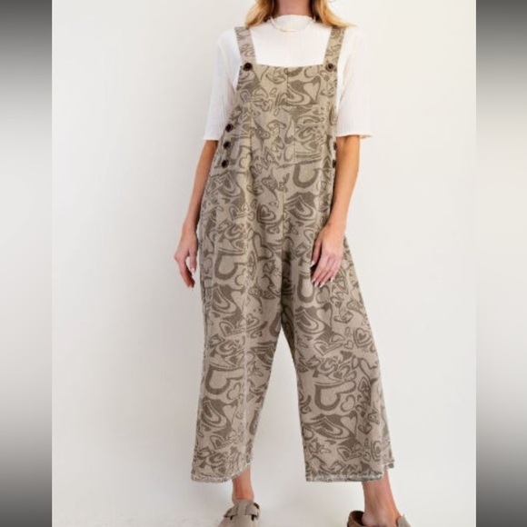 easel Pants - Easel Beige Patterned Jumpsuit